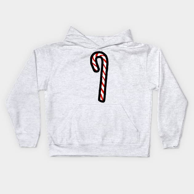 One Candy Cane for Christmas Kids Hoodie by ellenhenryart